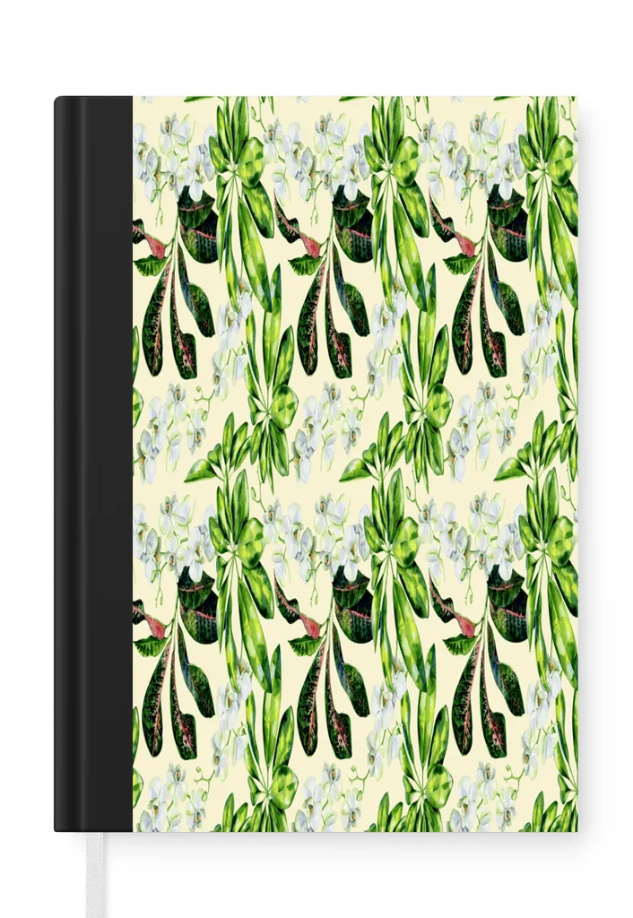 MuchoWow® Notizbuch Tagebuch Haushaltsbuch Notebook A5 Blumen - Orchidee - Blätter - Farben - Notizblock - Notizheft - Notebook - Schreibblock - Papier
